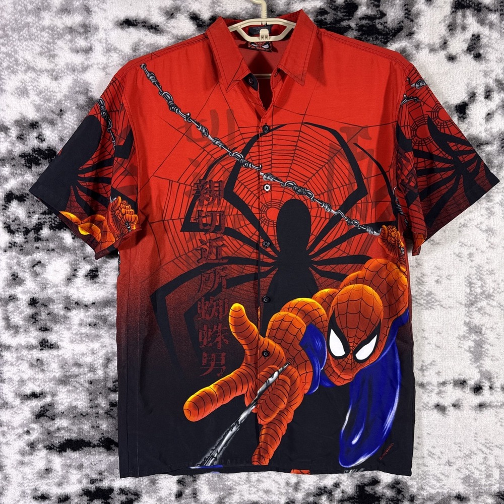 2002 Marvel Spiderman Shirt Teens Size Extra Large Red Y2k Streetwear Grunge